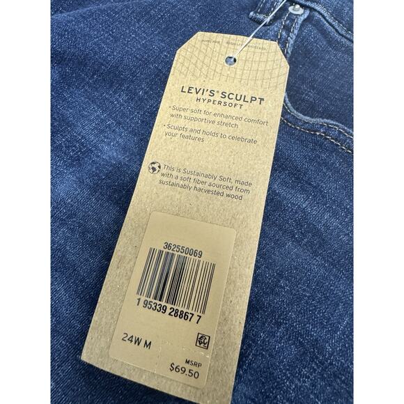 NWT Levi's 711 Women's 24W Mid Rise Slim Through Hip Thigh Skinny Blue Jeans - Picture 3 of 15